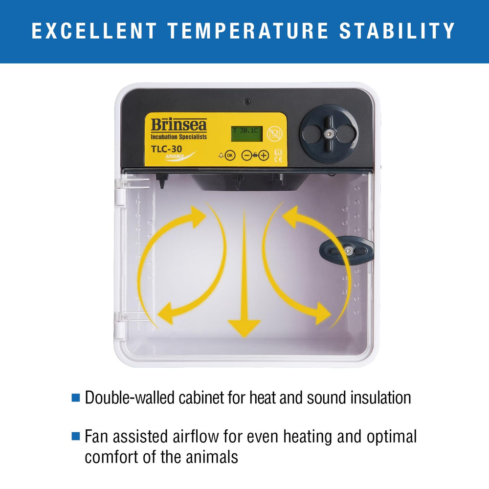 Brinsea TLC-30 Advance quiet fan minimizes noise for newborns.