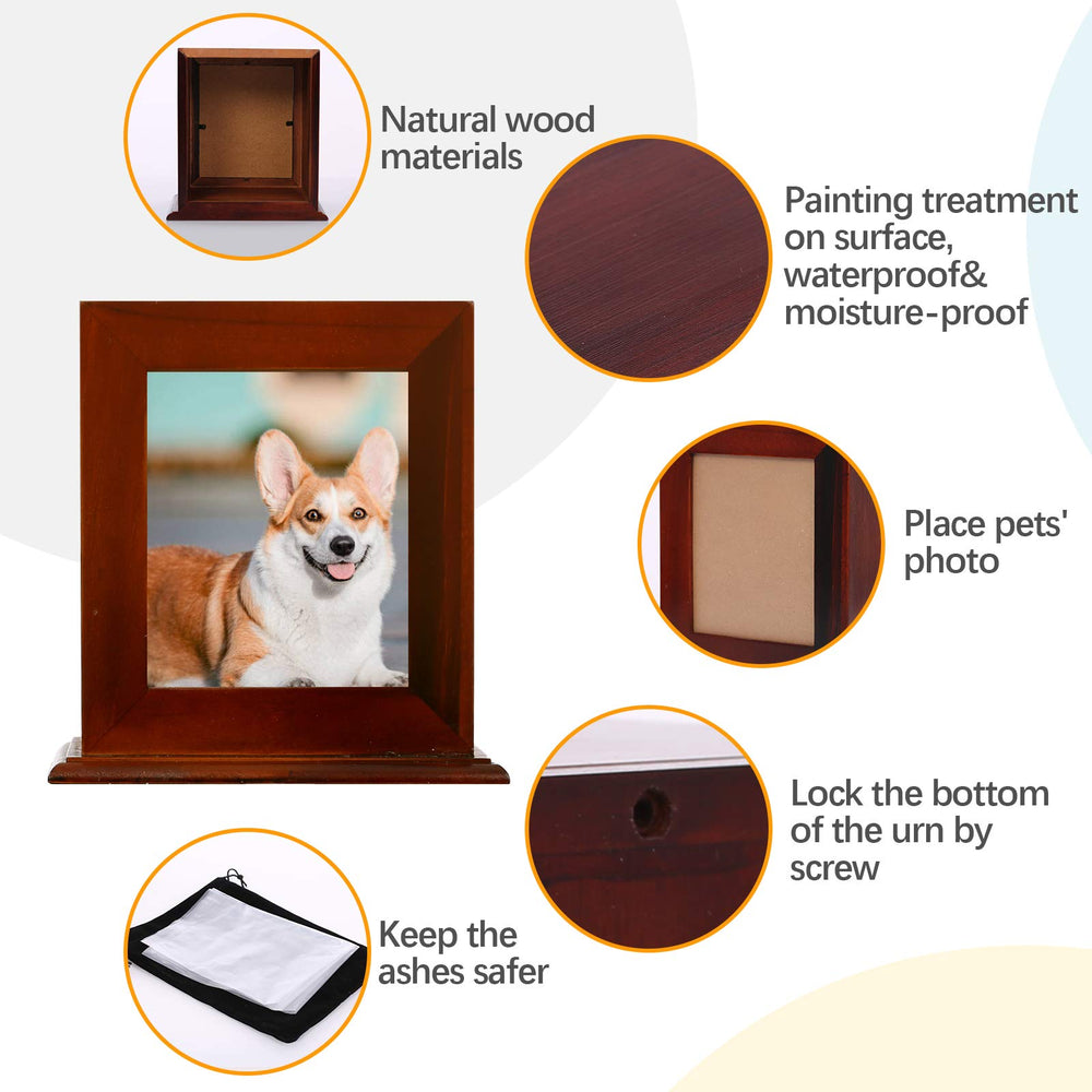 BRKURLEG pet urn with photo frame highlights cherished memories.