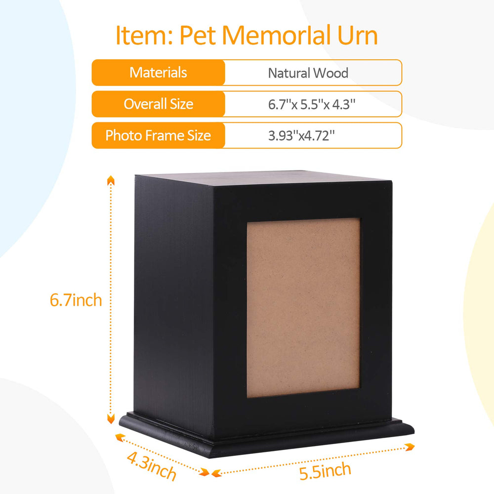 BRKURLEG Pet Wood Memorial Urn front photo display enhances cherished moments