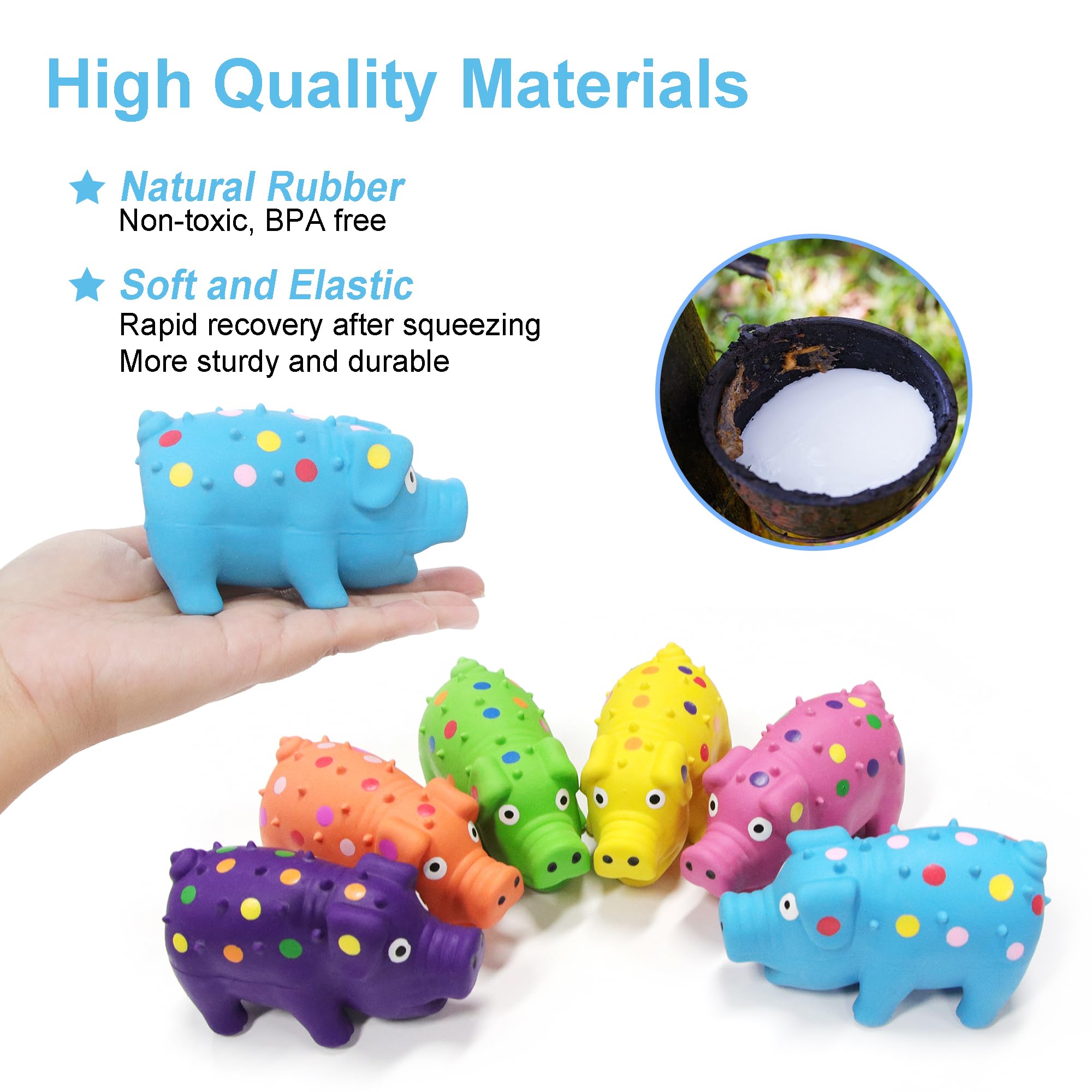 BRMDT pig toys in bright colors for easy spotting and play.