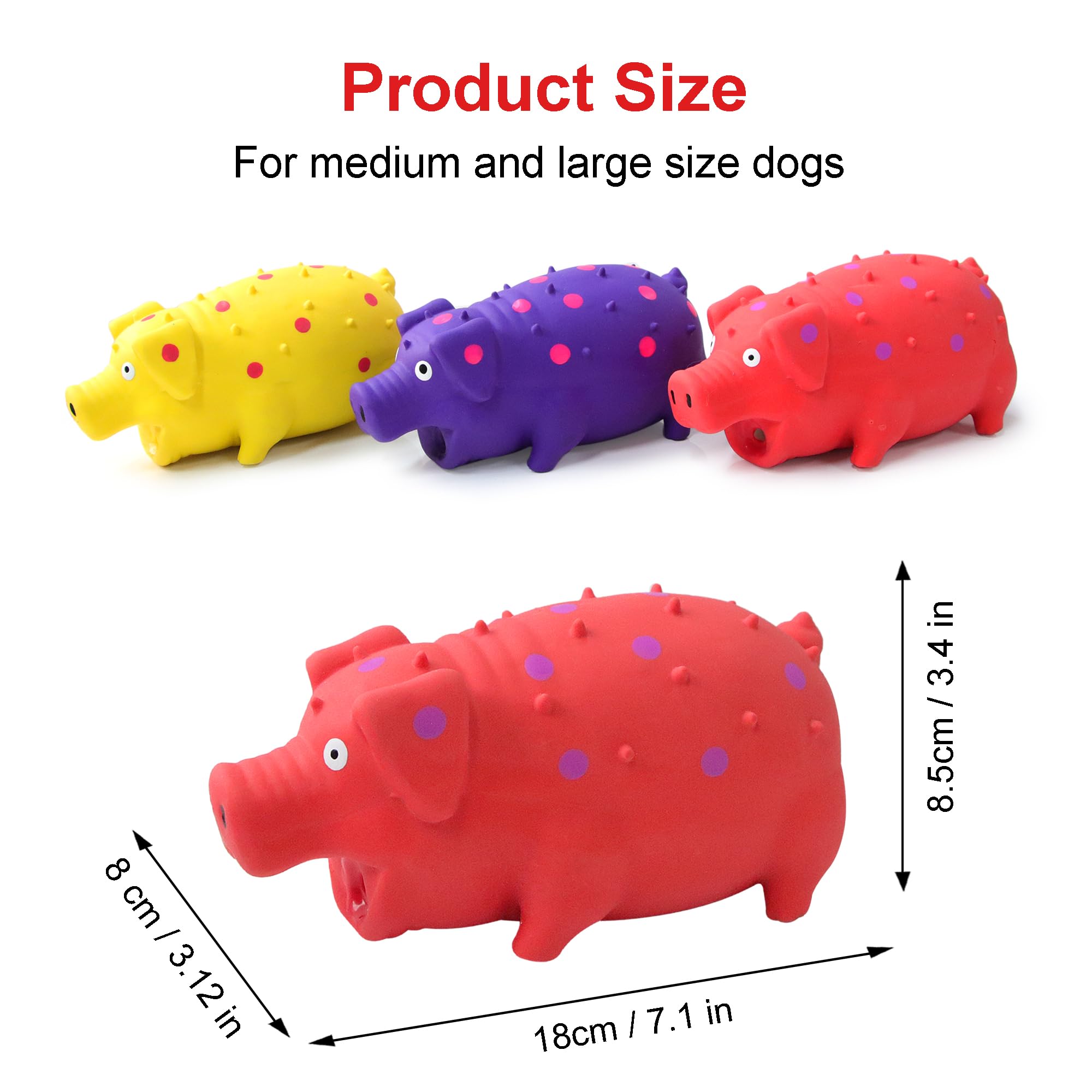 BRMDT Squeaky Pig Dog Toy with soft spines massaging gums during chewing.