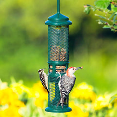 Brome Squirrel Buster Nut Feeder two-size meshes expand feeding options.