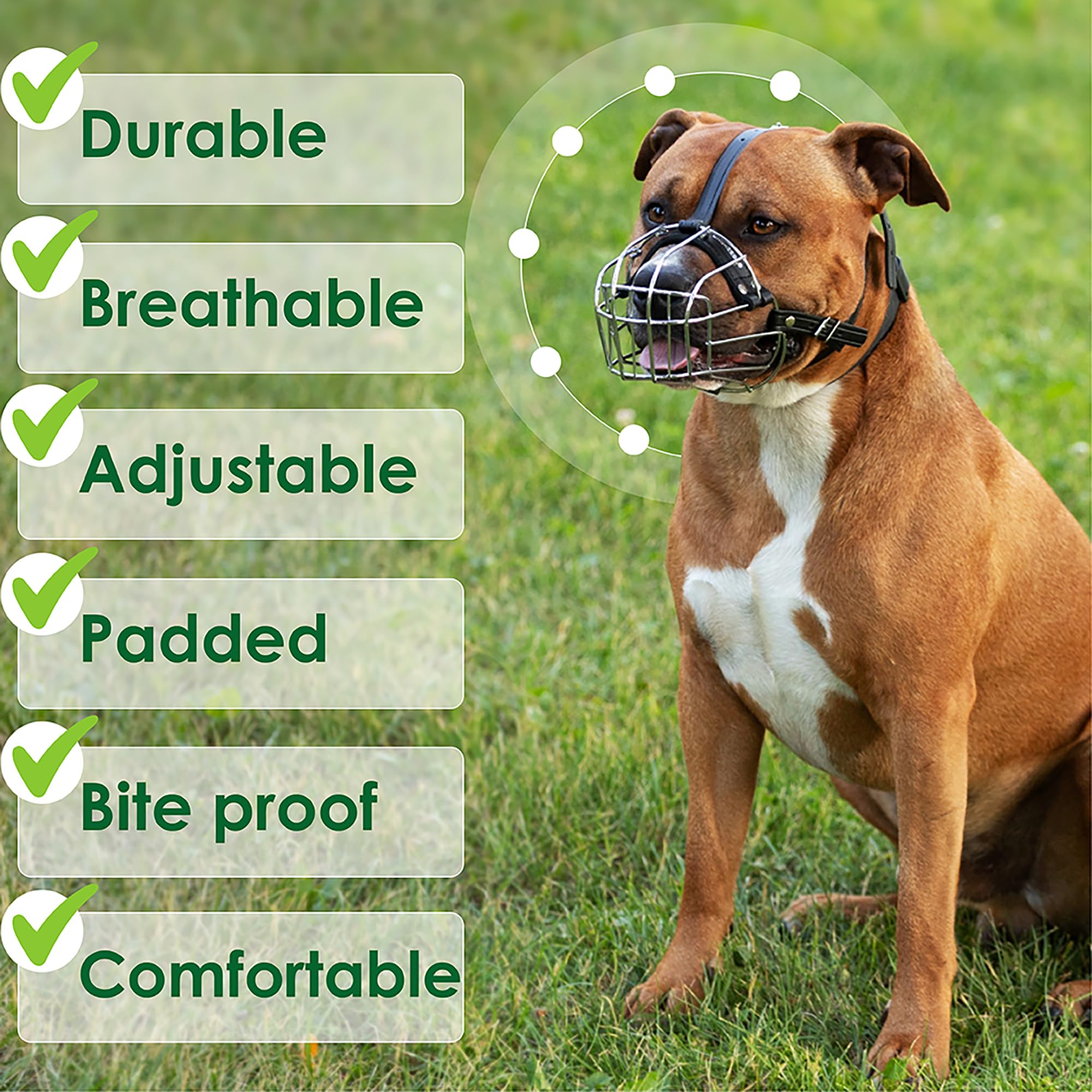 BRONZEDOG Pitbull Muzzle basket design allows airflow and nose licking