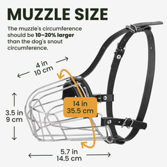 Nose padding and steel basket enabling ventilation and nose licking with control.