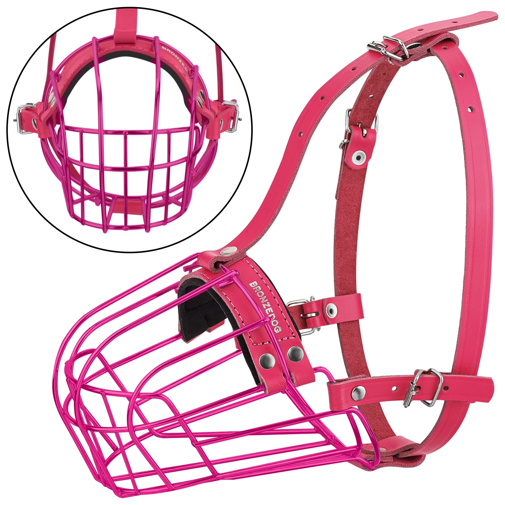 BRONZEDOG Pitbull Muzzle pink color ideal for walks and training