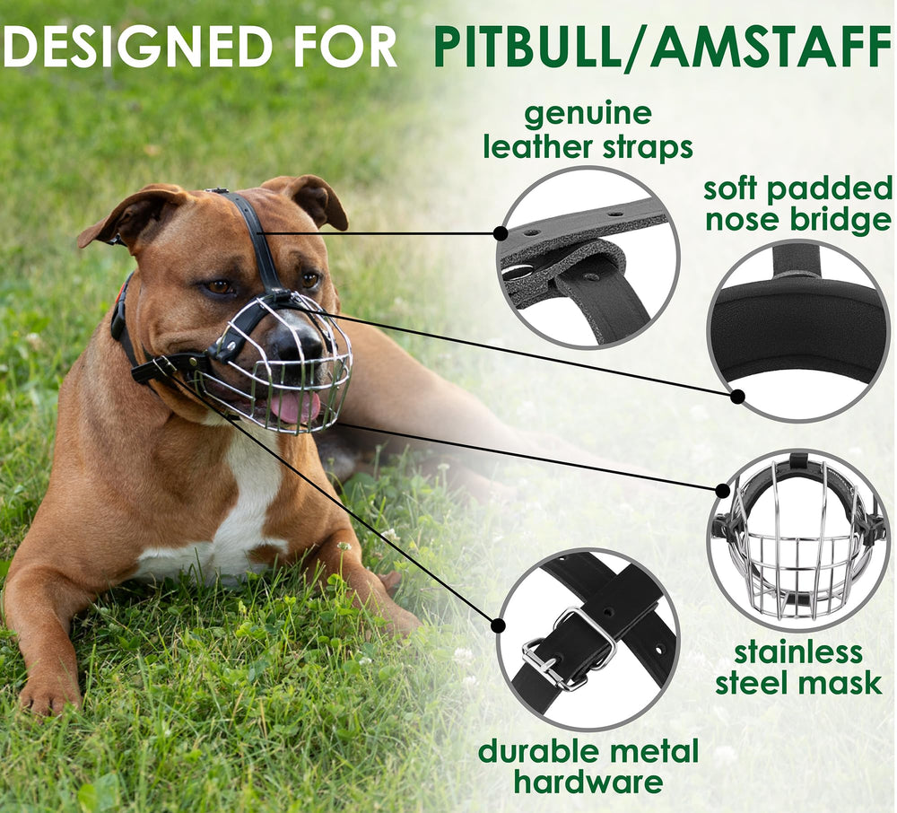BRONZEDOG Pitbull Muzzle stainless steel construction offers durability for daily use