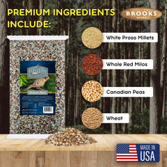 Brooks Brand deluxe dove seed attracts mourning doves in backyards.