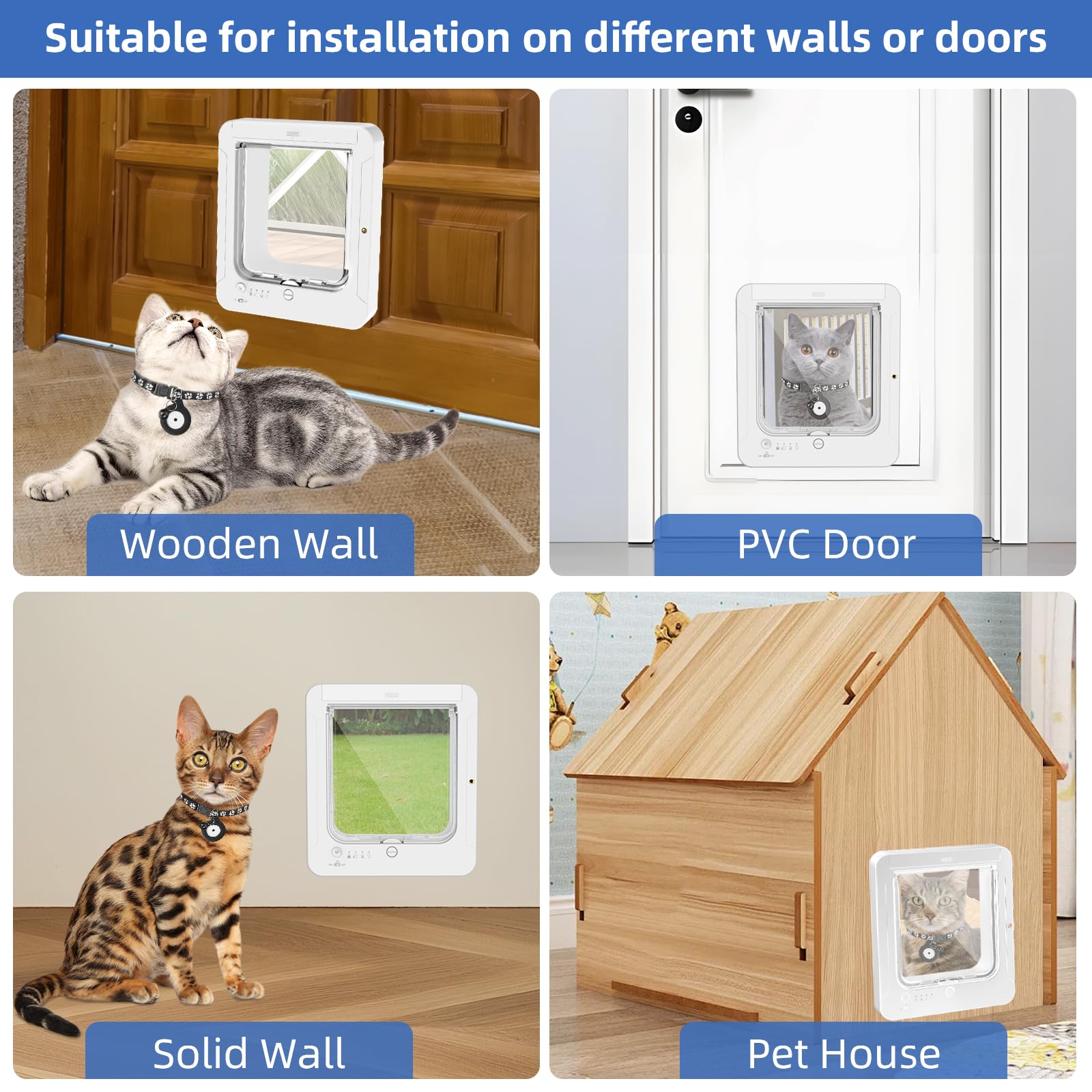 BROTEX Smart Cat Door four-way lock illustrating flexible entry modes.