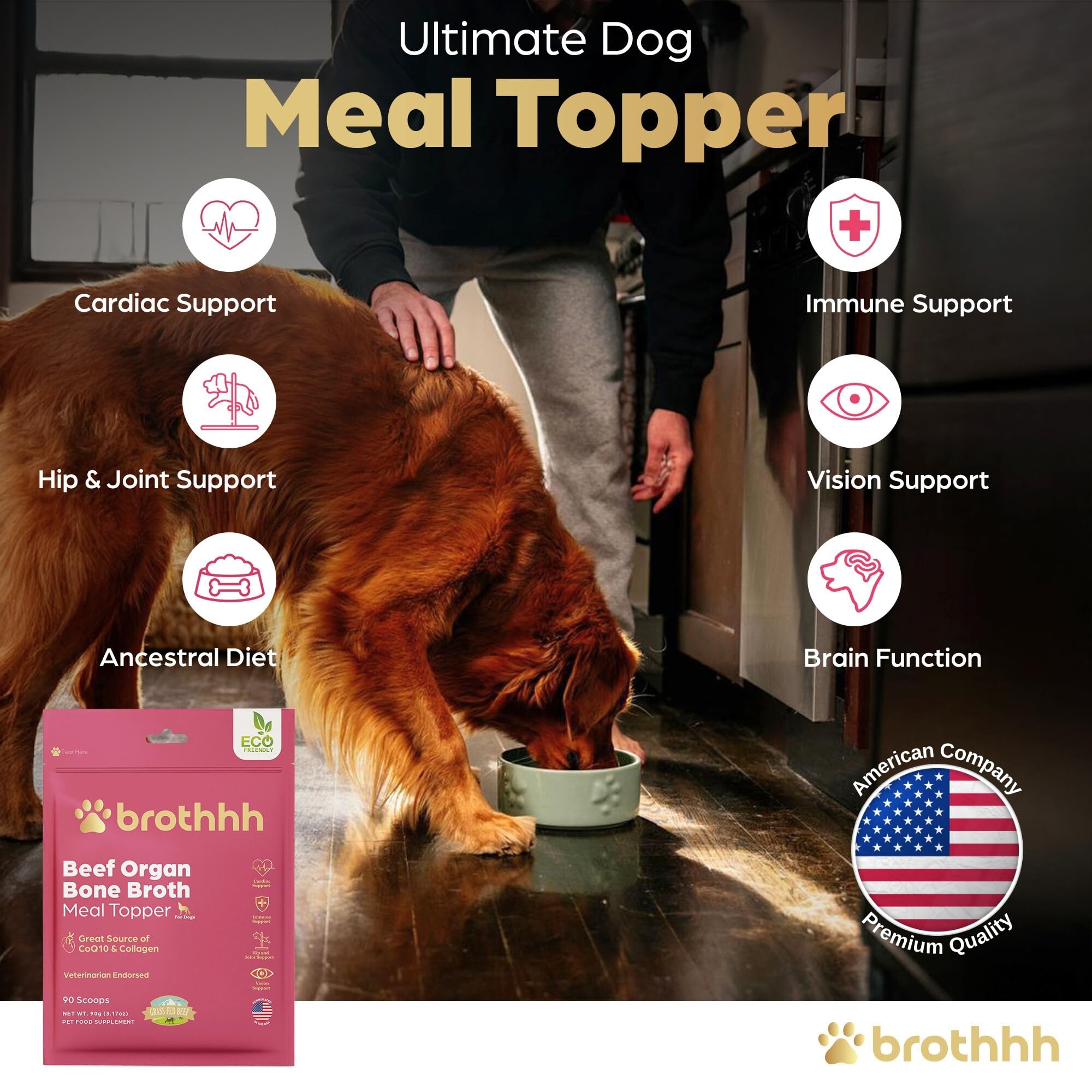 Brothhh Beef Organ Bone Broth Topper nose-to-tail blend for natural nutrition.