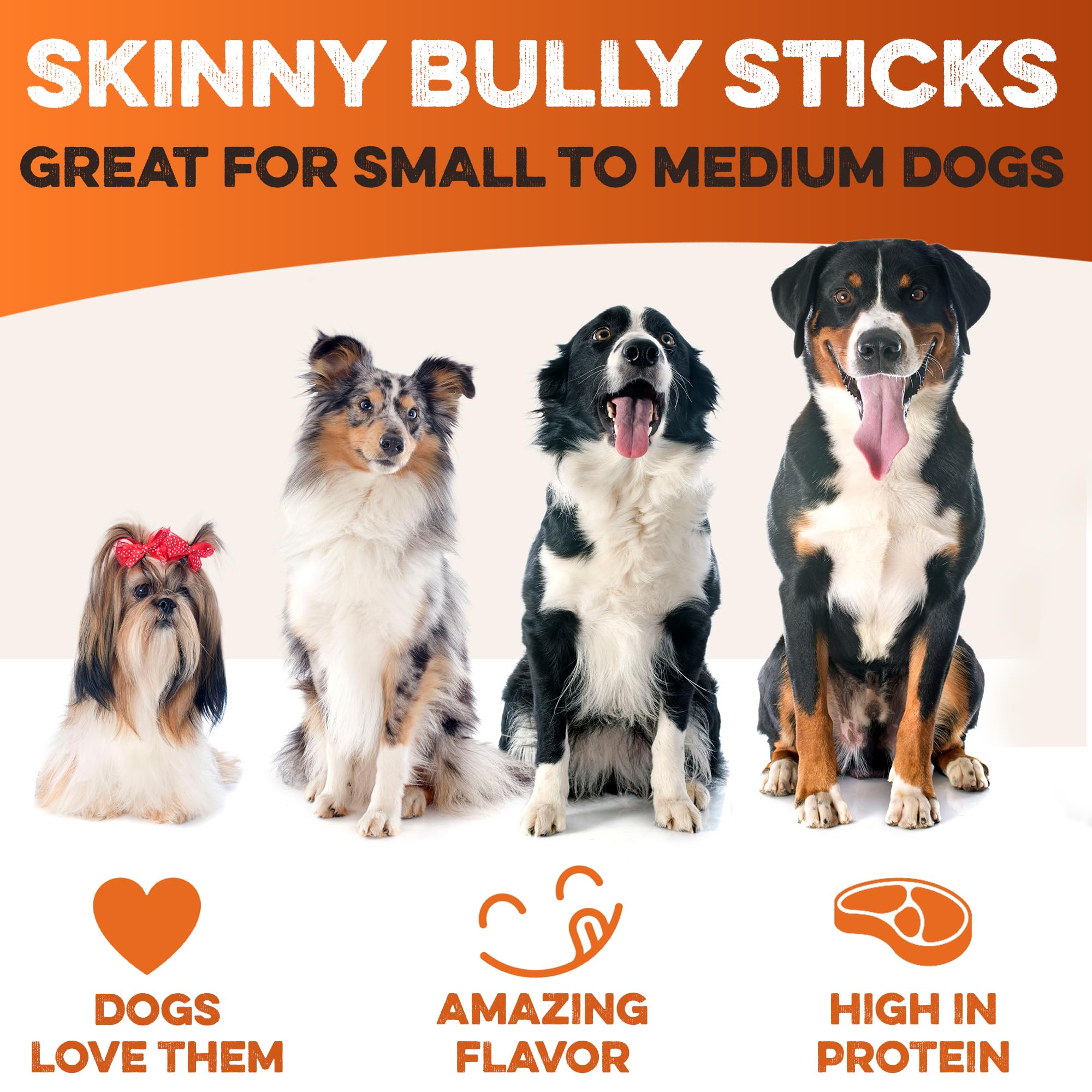 BRUTUS & BARNABY skinny bully stick 6inch texture detail for dental scraping