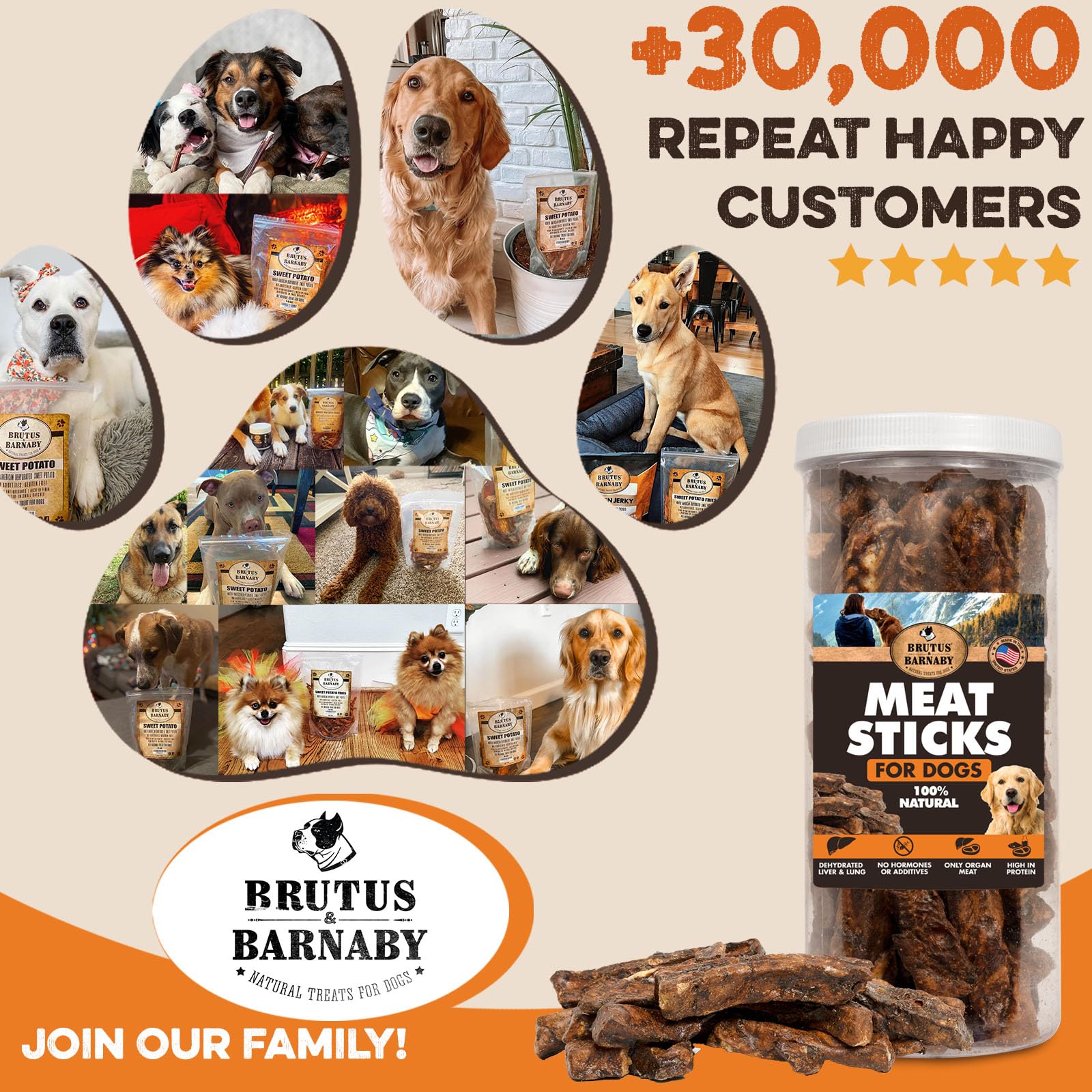 BRUTUS & BARNABY USA-made family-owned label emphasizes trusted farms.