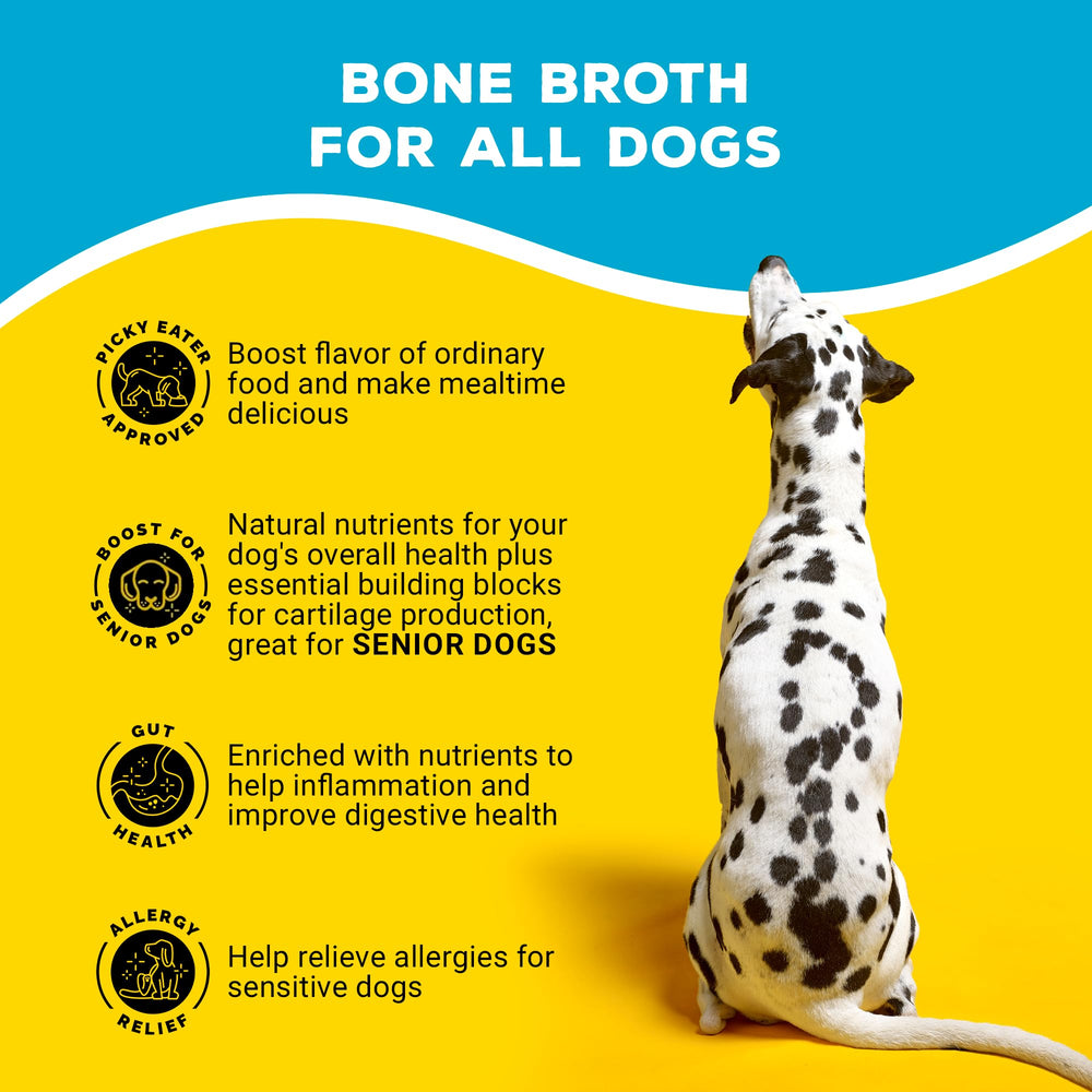 Brutus Bone Broth puppy-friendly serving entices dogs at meals.