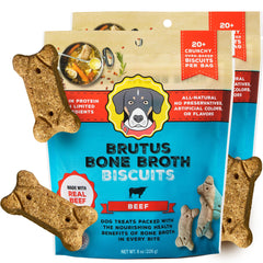 Brutus Bone Broth Biscuits beef flavor crunch for training rewards.