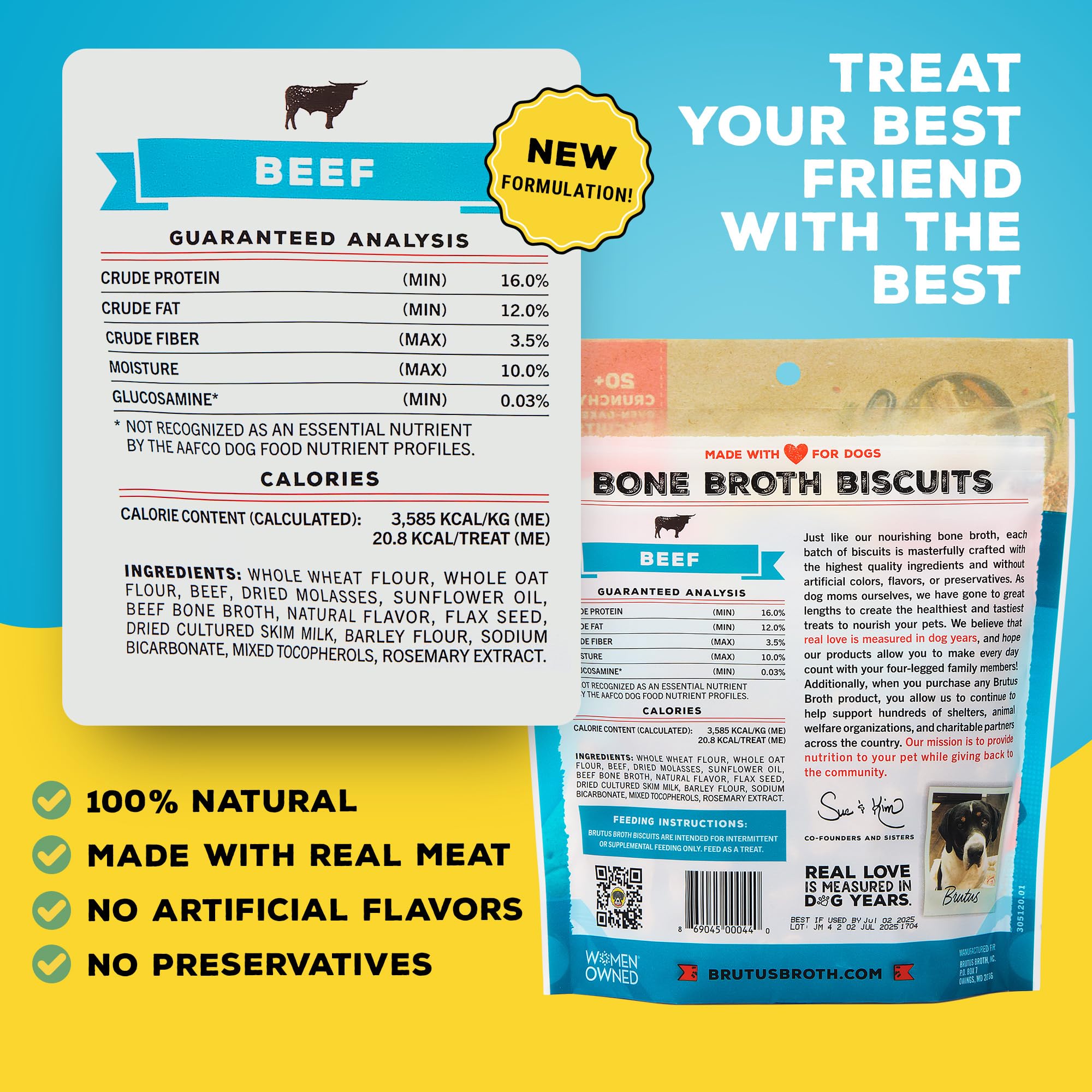 Brutus Bone Broth Biscuits oven-baked texture perfect for daily snacks.