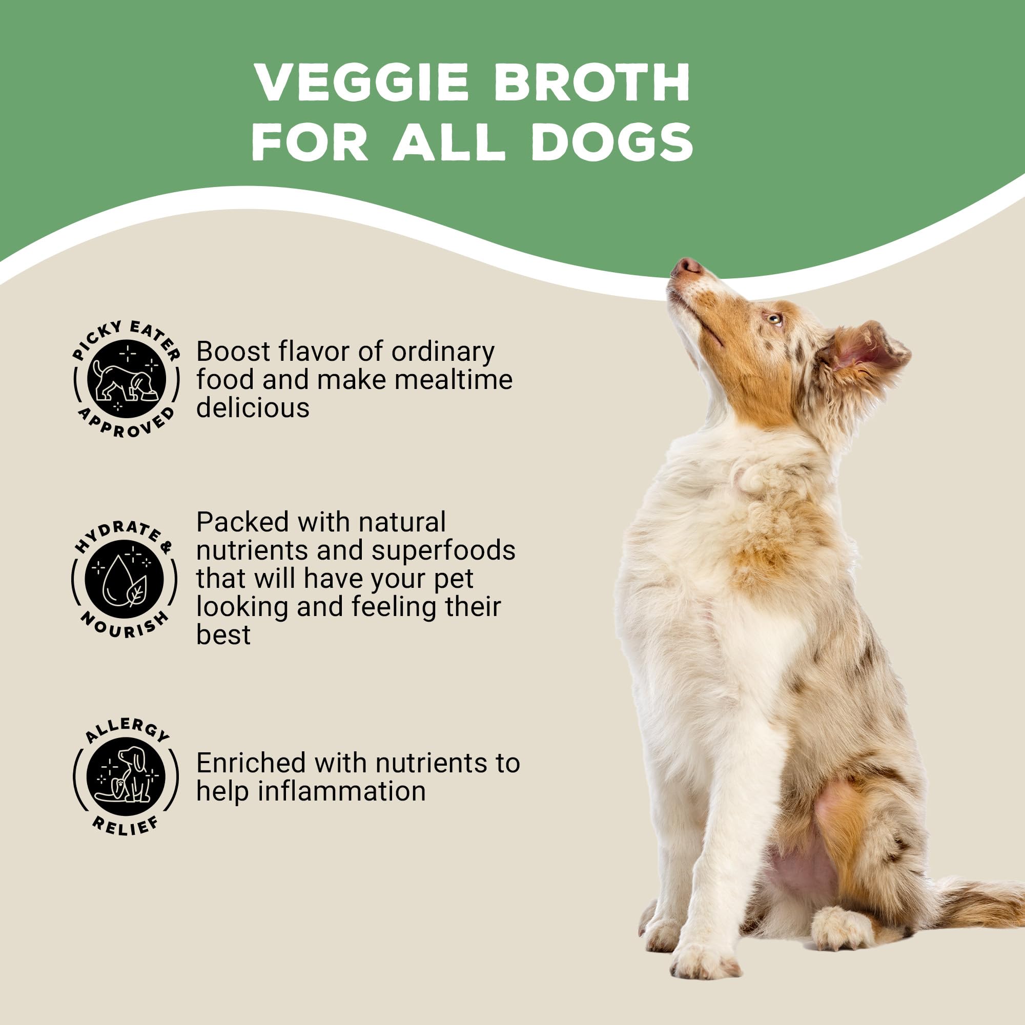Brutus Broth Topper Skin and coat nourishment supports smoother fur.