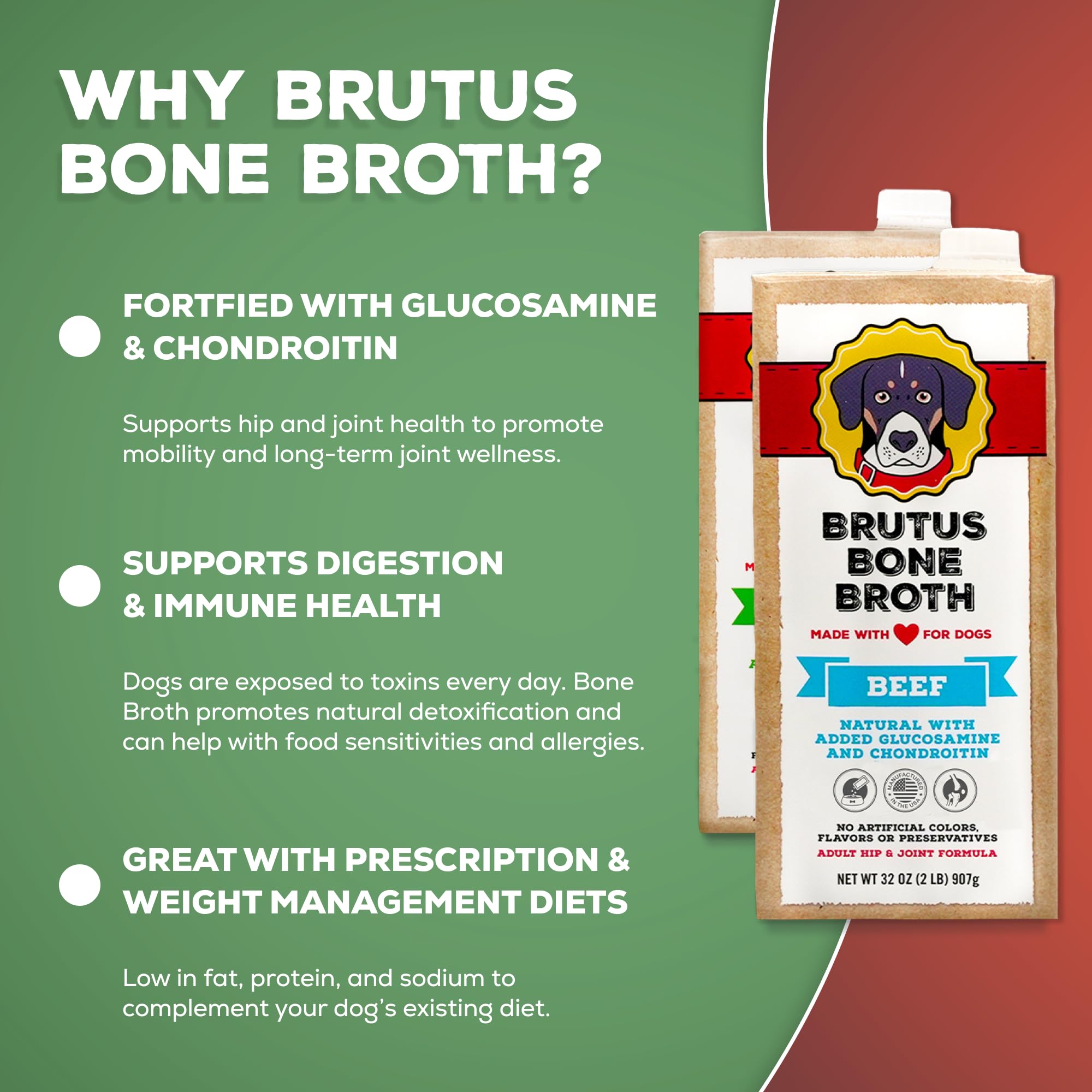 Brutus Chicken Broth made in USA facilities with human-grade quality.