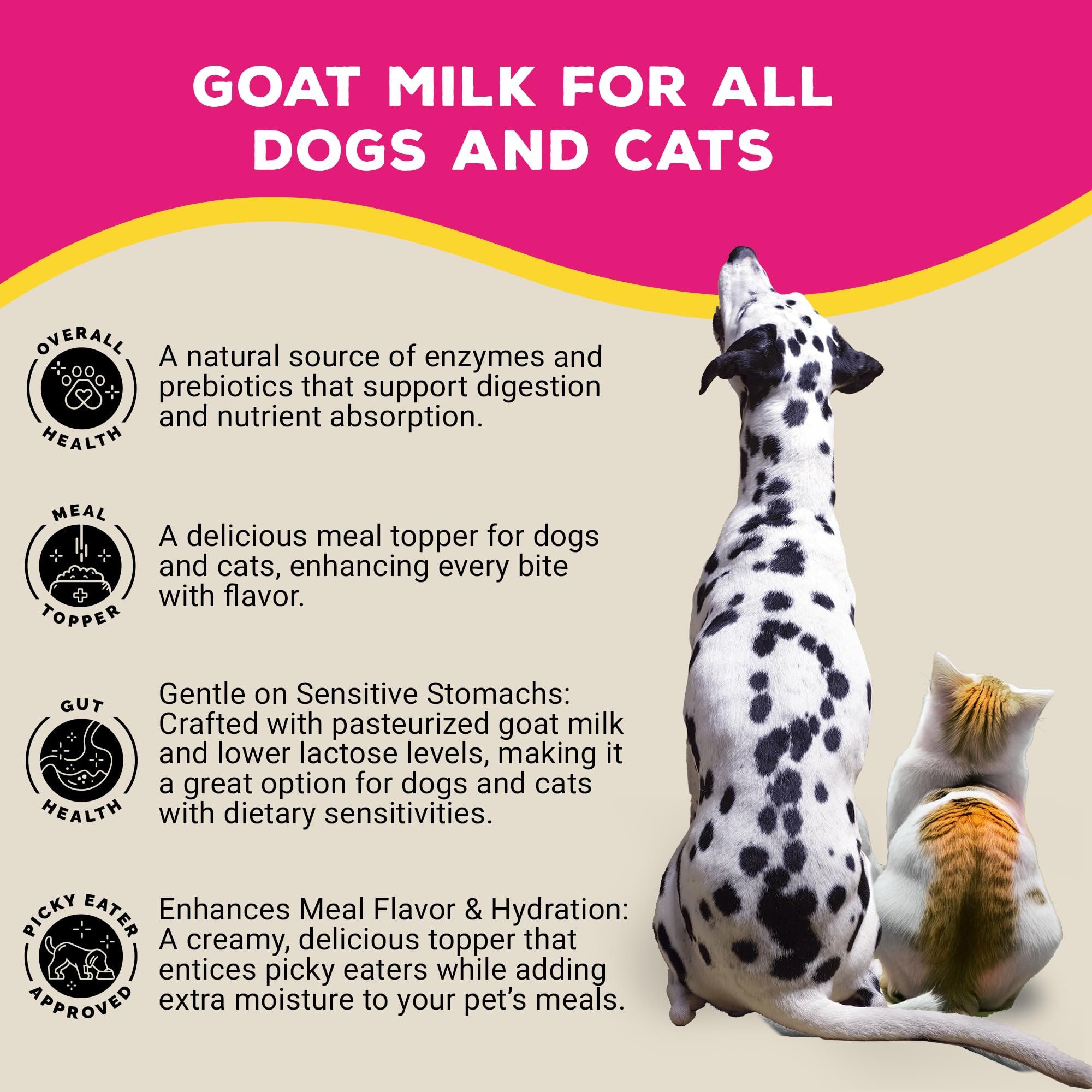 Brutus Goat Milk Topper supports digestion with gentle formula.