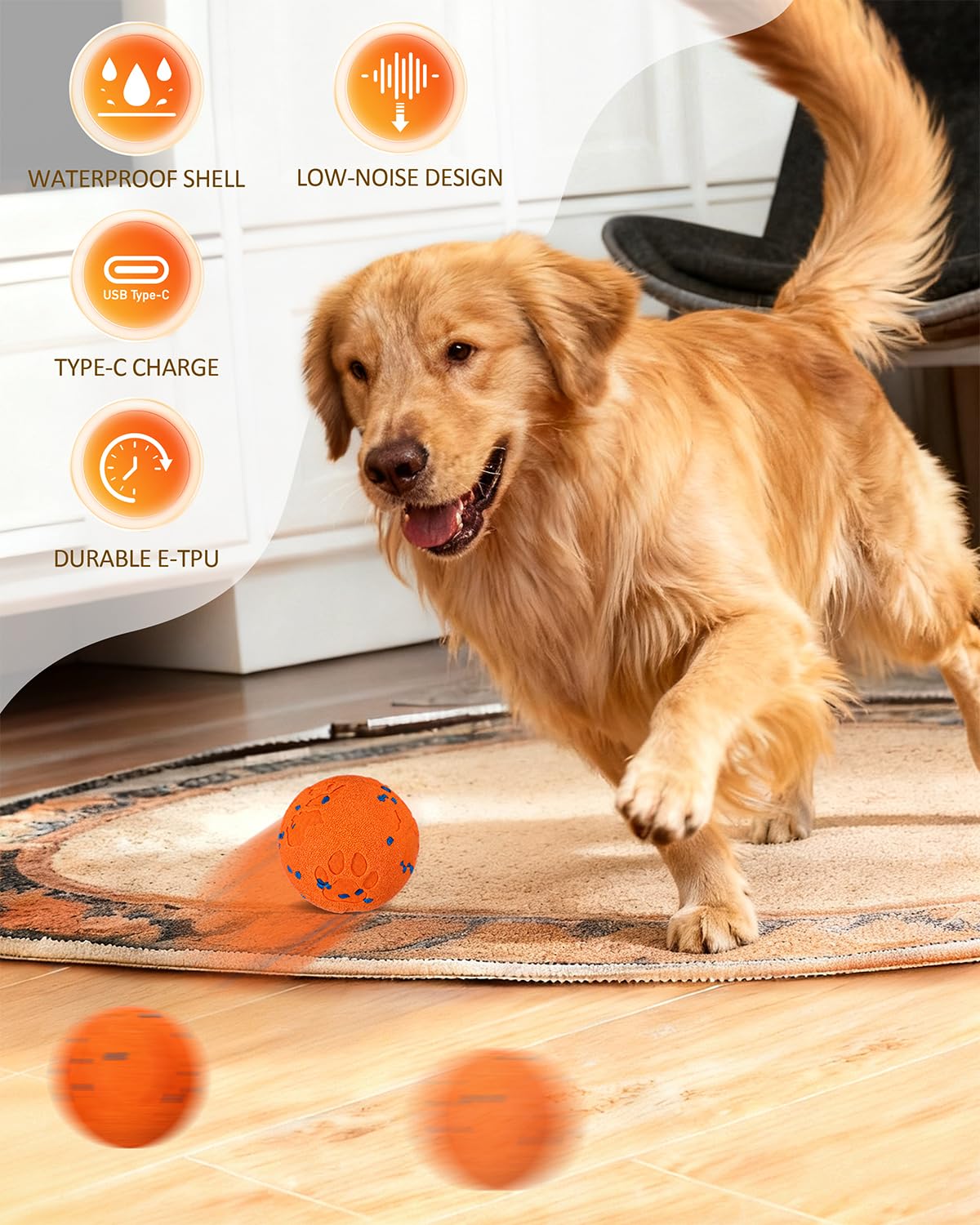 Bryxkla ball using smart obstacle avoidance around furniture during play.