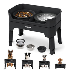 Bsemax 4in1 elevated dog bowls stand assembled for easy feeding.