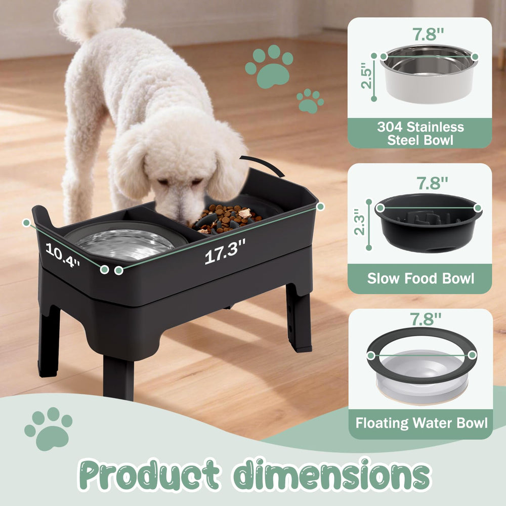 Bsemax four-height-positions adjustable stand fits growing dogs.