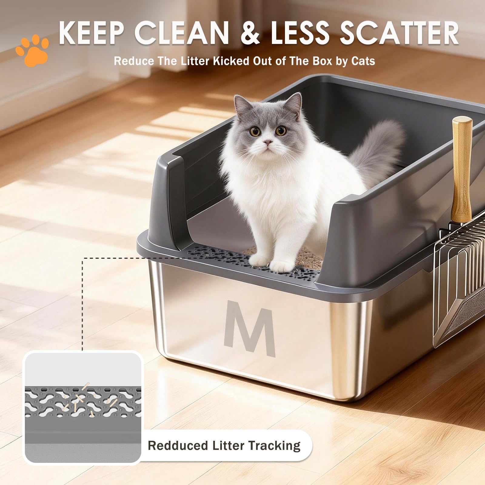 Bsemax high-sided design prevents urine leakage and litter splash.