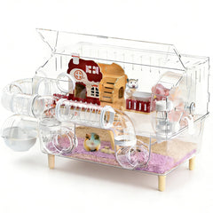 BShasrlim 8-in-1 acrylic hamster cage with 360° view for easy observation.