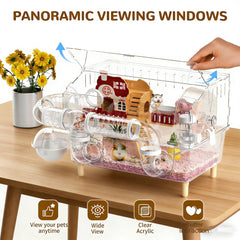 BShasrlim top-open mouse cage with tubes for interactive play.
