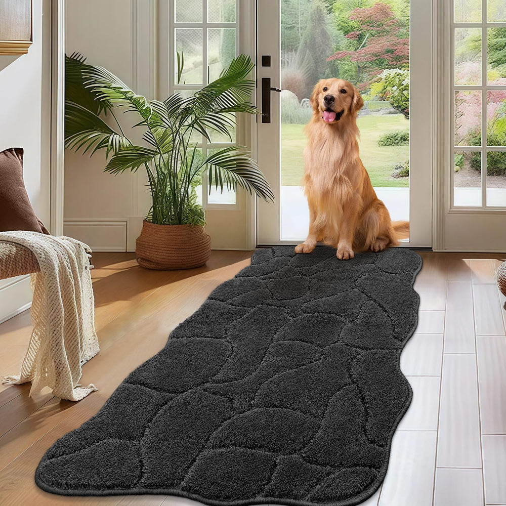 BSICPRO large dog door mat with wave design in front view showing entryway appeal and dirt absorption