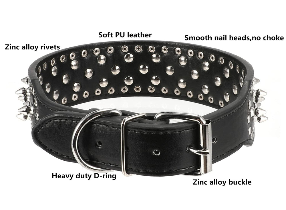 BTDCFY Hoot spiked collar black color front view with adjustable fit