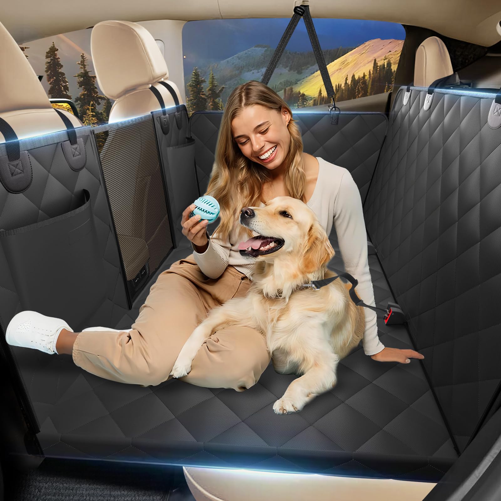 Btefd back seat extender full depth improves space for dogs on road trips