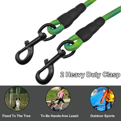 BTINESFUL 12ft green dog tie-out rope keeps dogs nearby outdoors