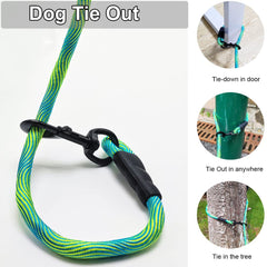 BTINESFUL 20ft green rope tie-out ideal for porches and decks.