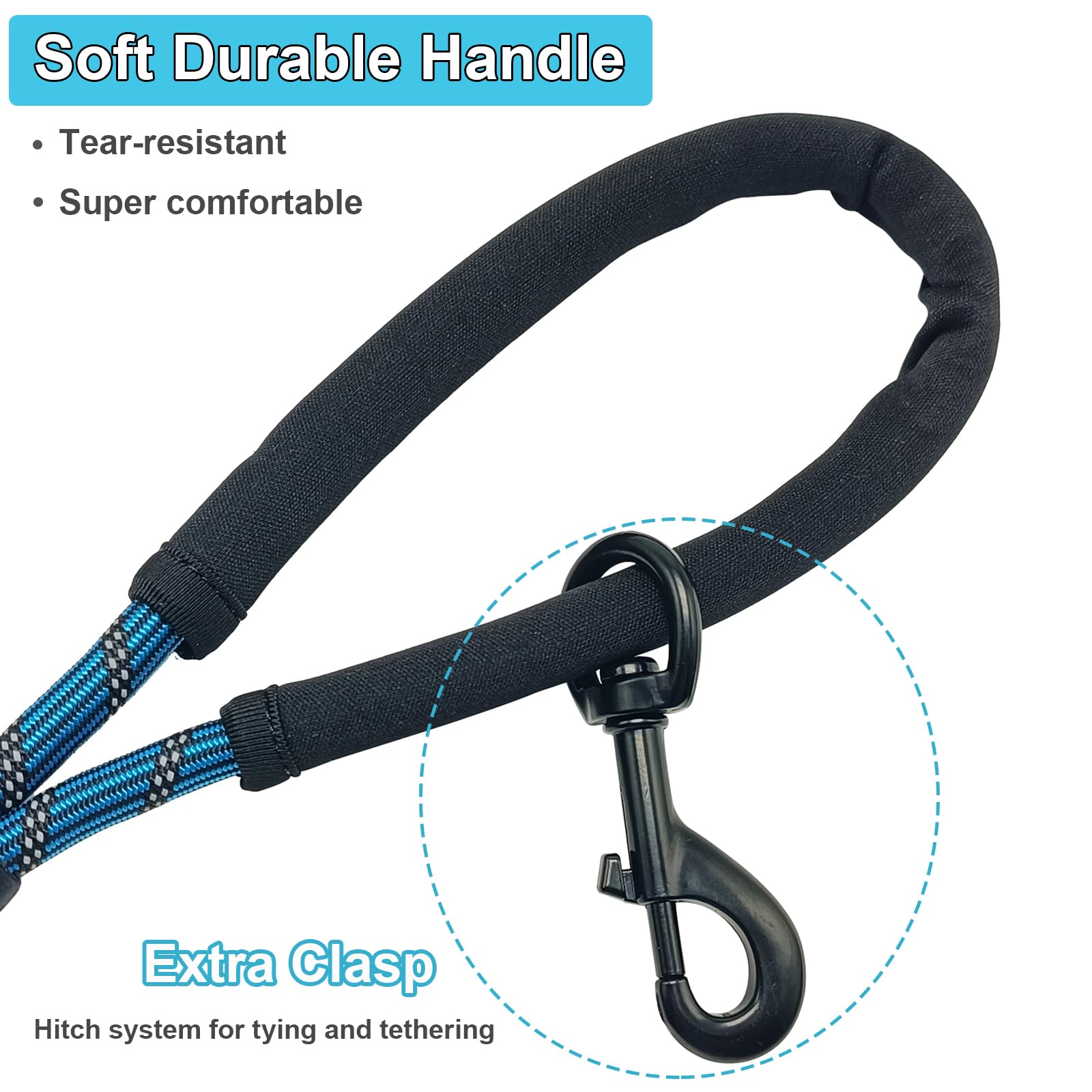 BTINESFUL long dog leash 20ft blue perfect for training sessions