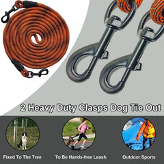 BTINESFUL tie-out rope 20ft orange-black enhances roaming space for play.