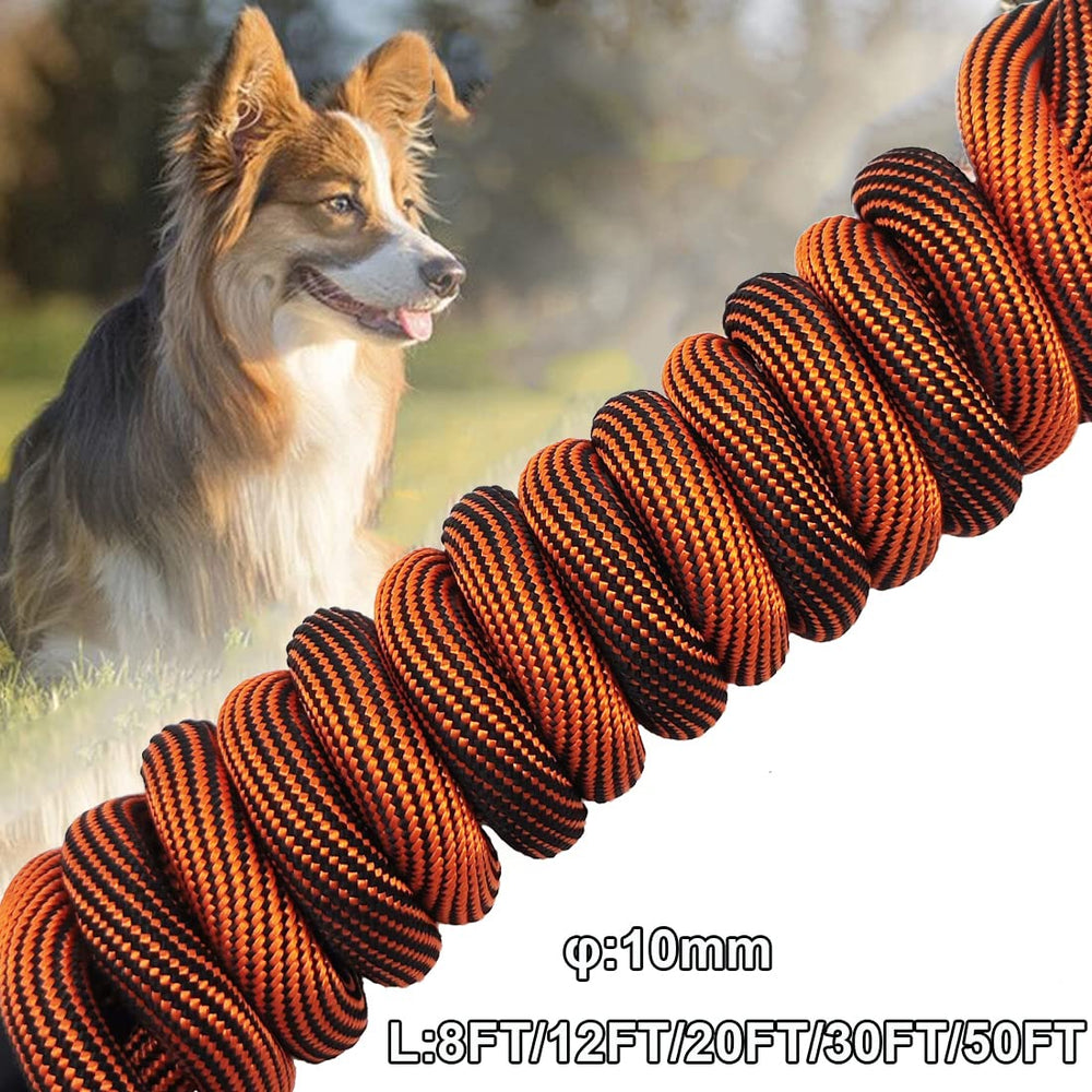 BTINESFUL tie-out rope 50ft orange-black long leash for camping