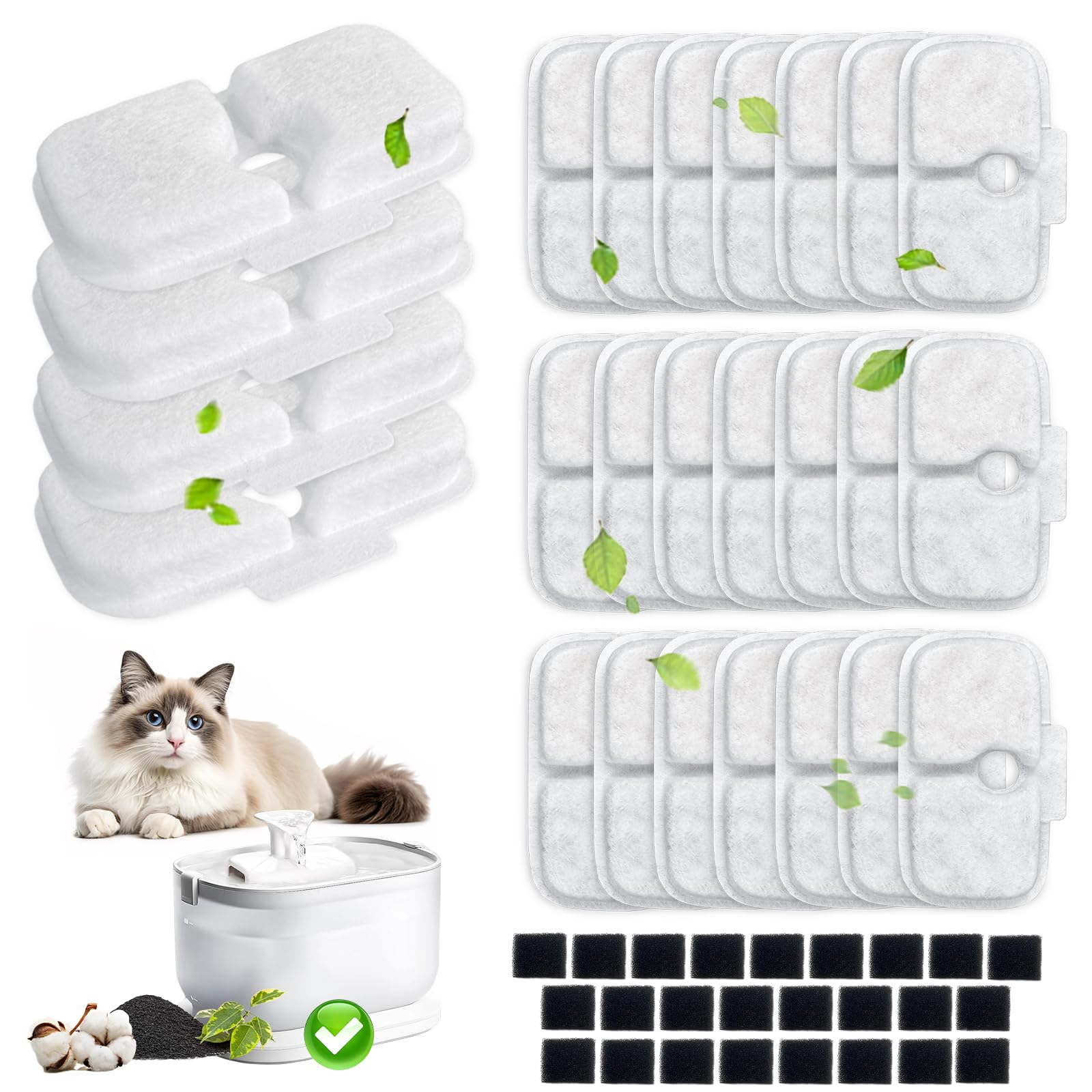 BUAEL cat fountain filter 25-pack box for easy replacement and cleaner water.