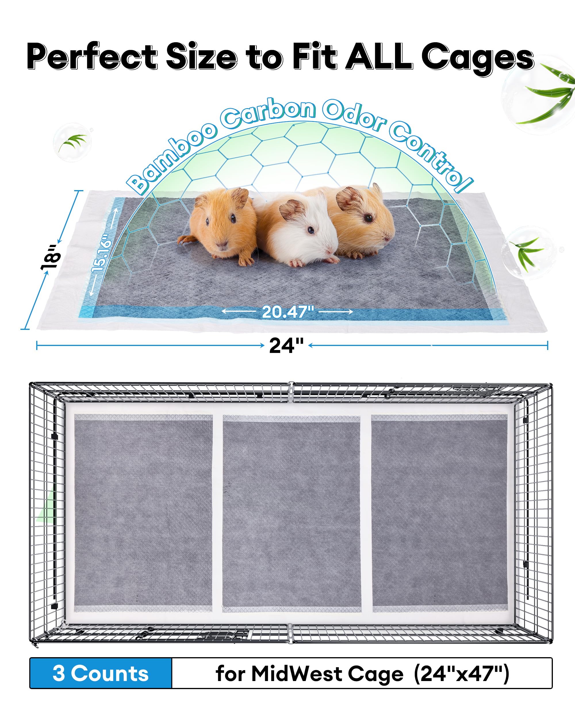 BUCATSTATE bamboo charcoal odor-control liner reduces cage odors inside the enclosure.