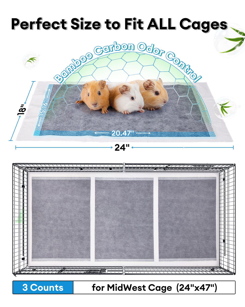 BUCATSTATE bamboo charcoal odor-control liner reduces cage odors inside the enclosure.