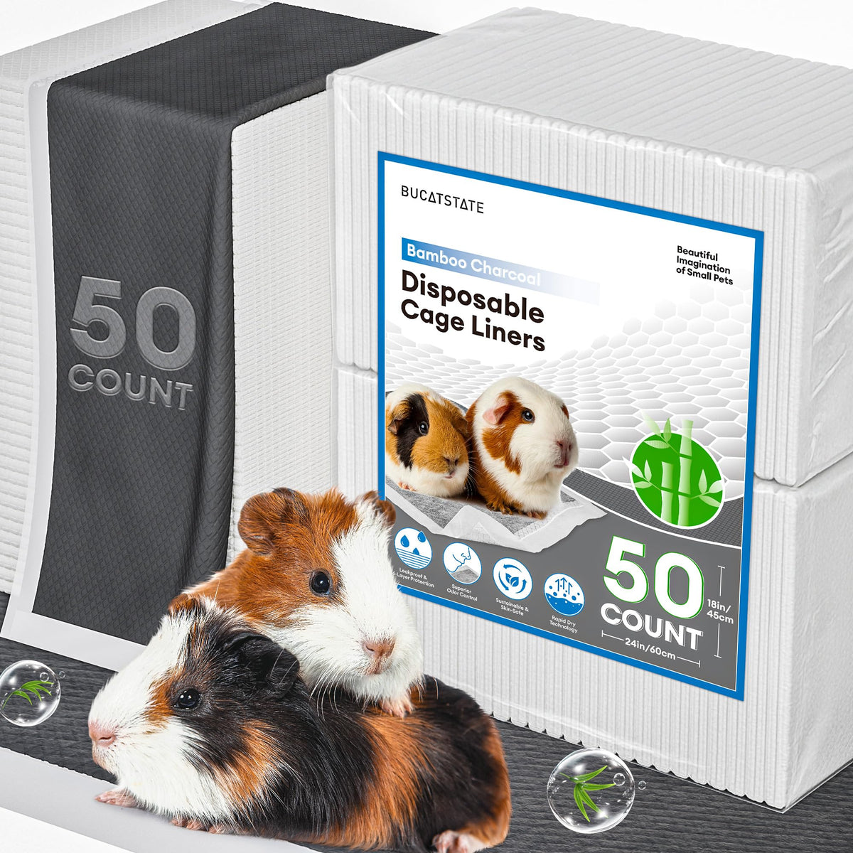 BUCATSTATE guinea pig cage liner 18x24 laid inside a cage for a dry, fresh space.