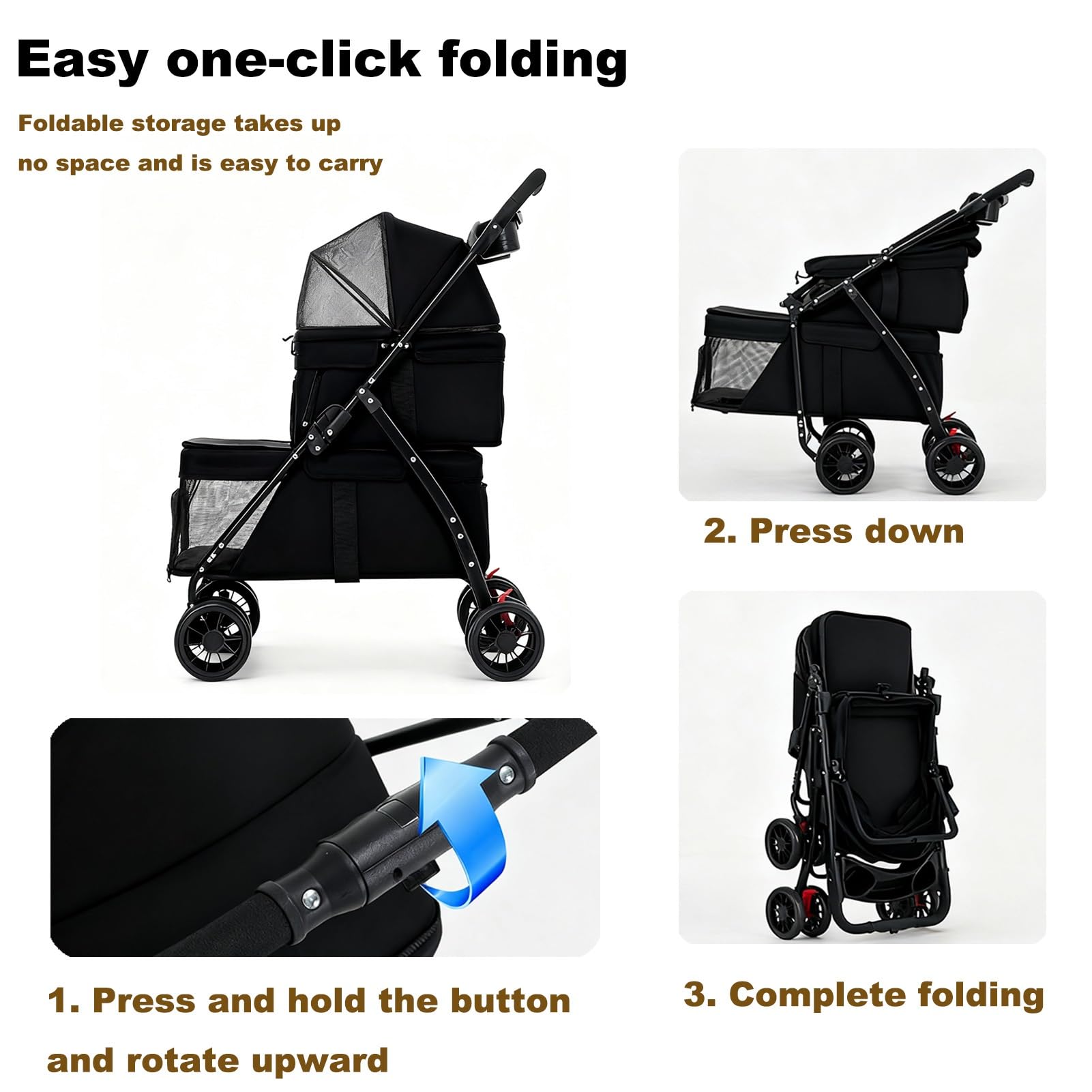 BUALR Dog Stroller bottom storage keeps essentials handy