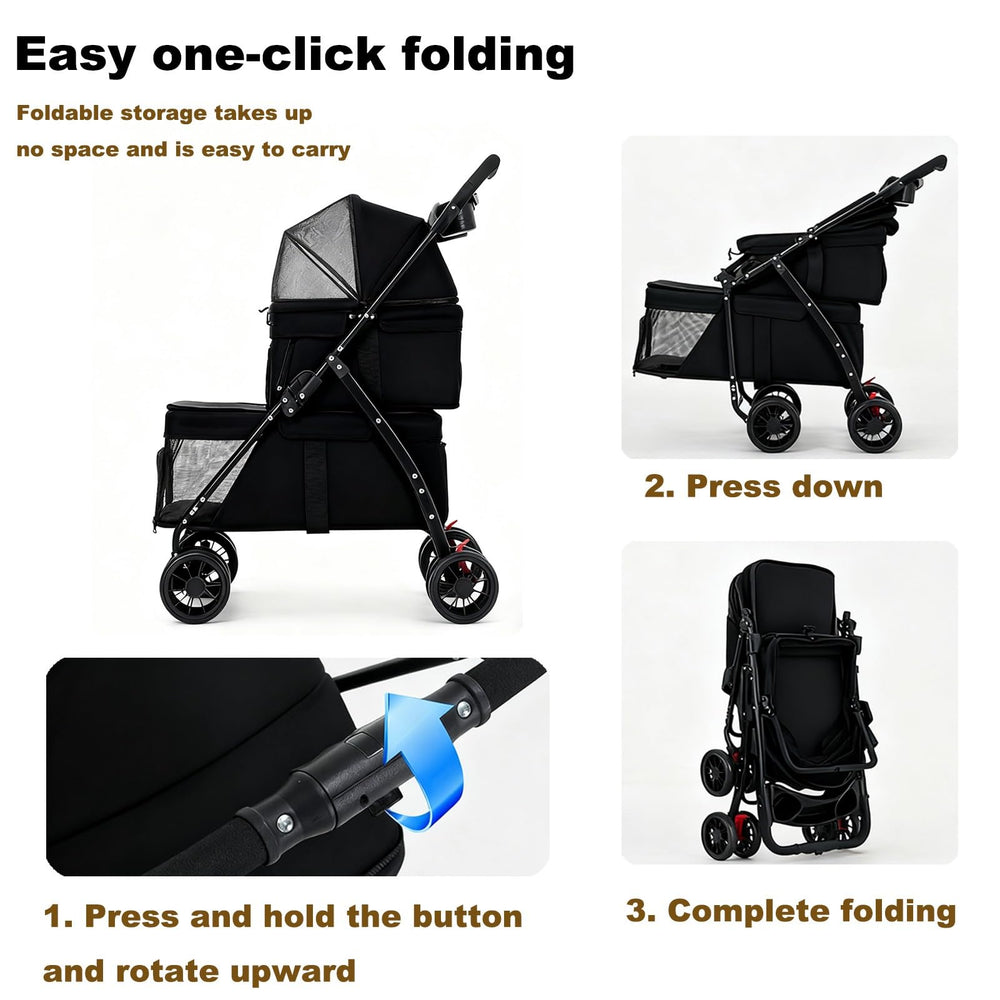 BUALR Dog Stroller bottom storage keeps essentials handy