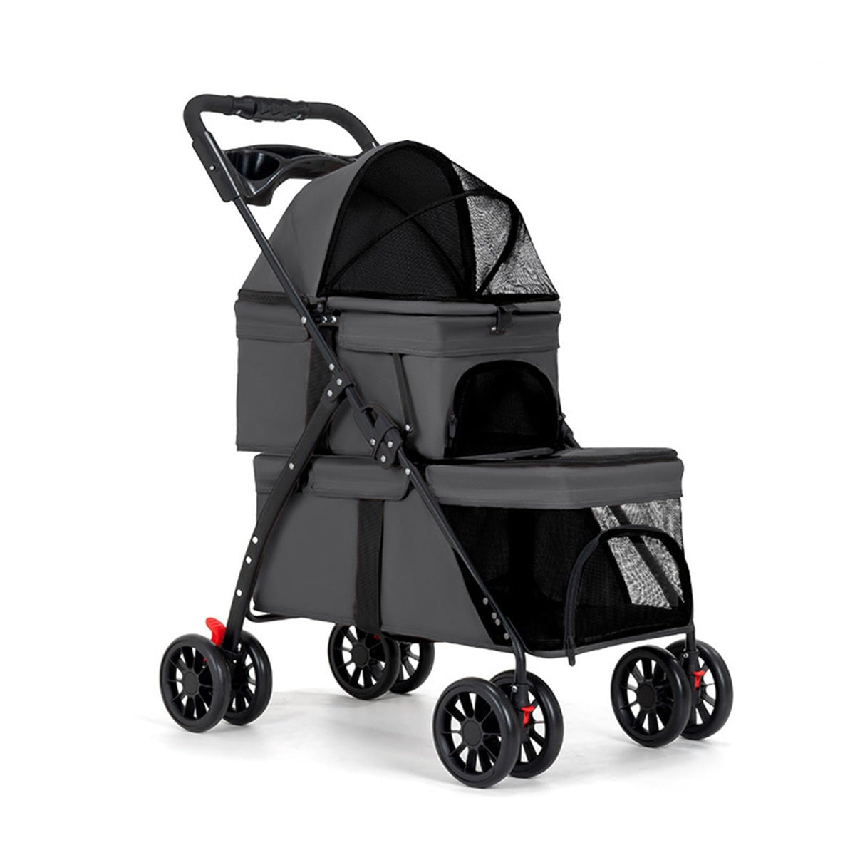 BUALR Double Dog Stroller main view shows dual-pet space