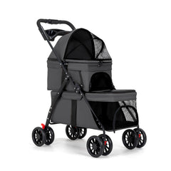 BUALR Double Dog Stroller main view shows dual-pet space