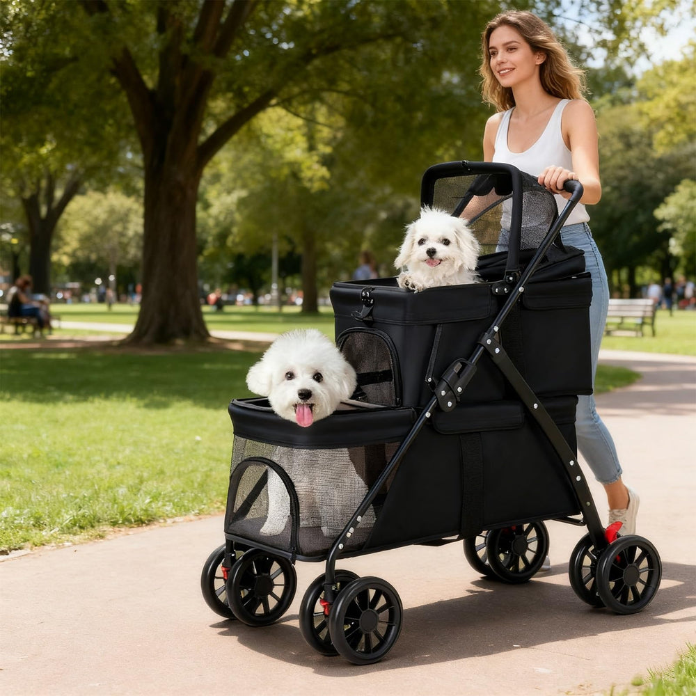 BUALR Double Dog Stroller one-hand fold for travel