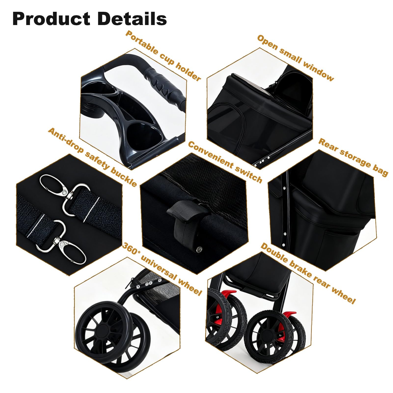 BUALR Double Dog Stroller 6-inch wheels enable smooth rides