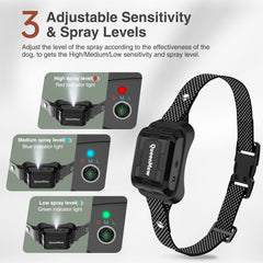 Bubbacare bark collar adjustment dial shows customizable sensitivity for different dogs.