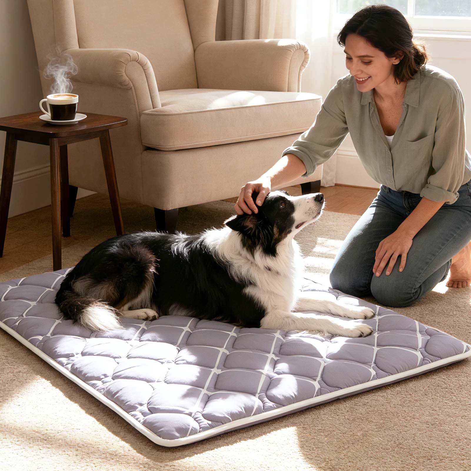 Bubble Bear crate mat anti-slip bottom keeps surfaces in place.