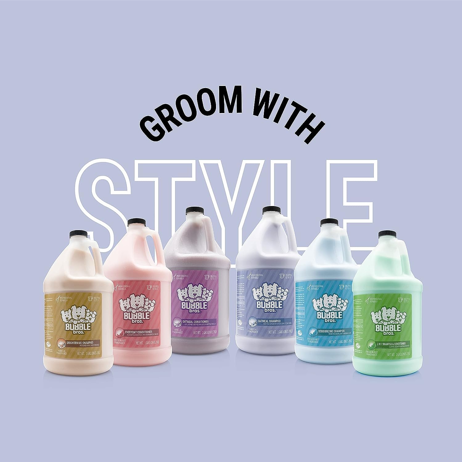 Bubble Bros Brightening Dog Shampoo pour shows 12 to 1 concentration options for dilution