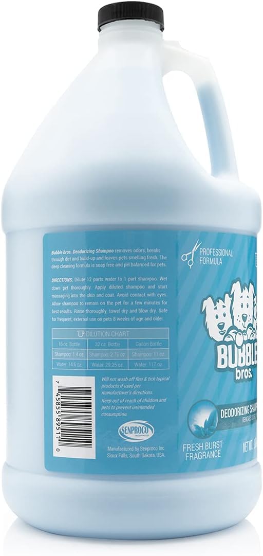 Bubble Bros Deodorizing Dog Shampoo foam indicates thorough coat cleansing