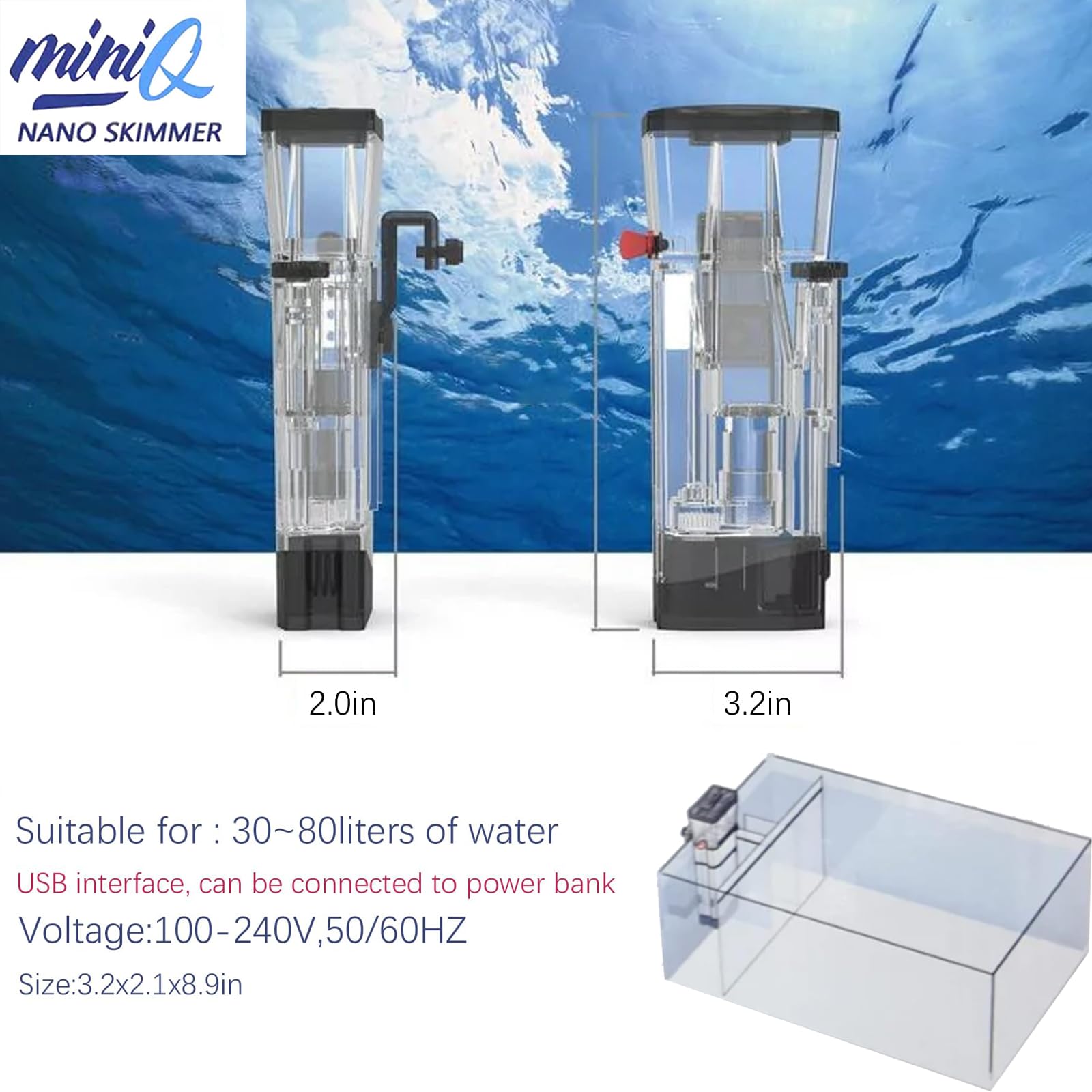 Bubble Magus MiniQ labyrinth water channel helps maintain clear water.